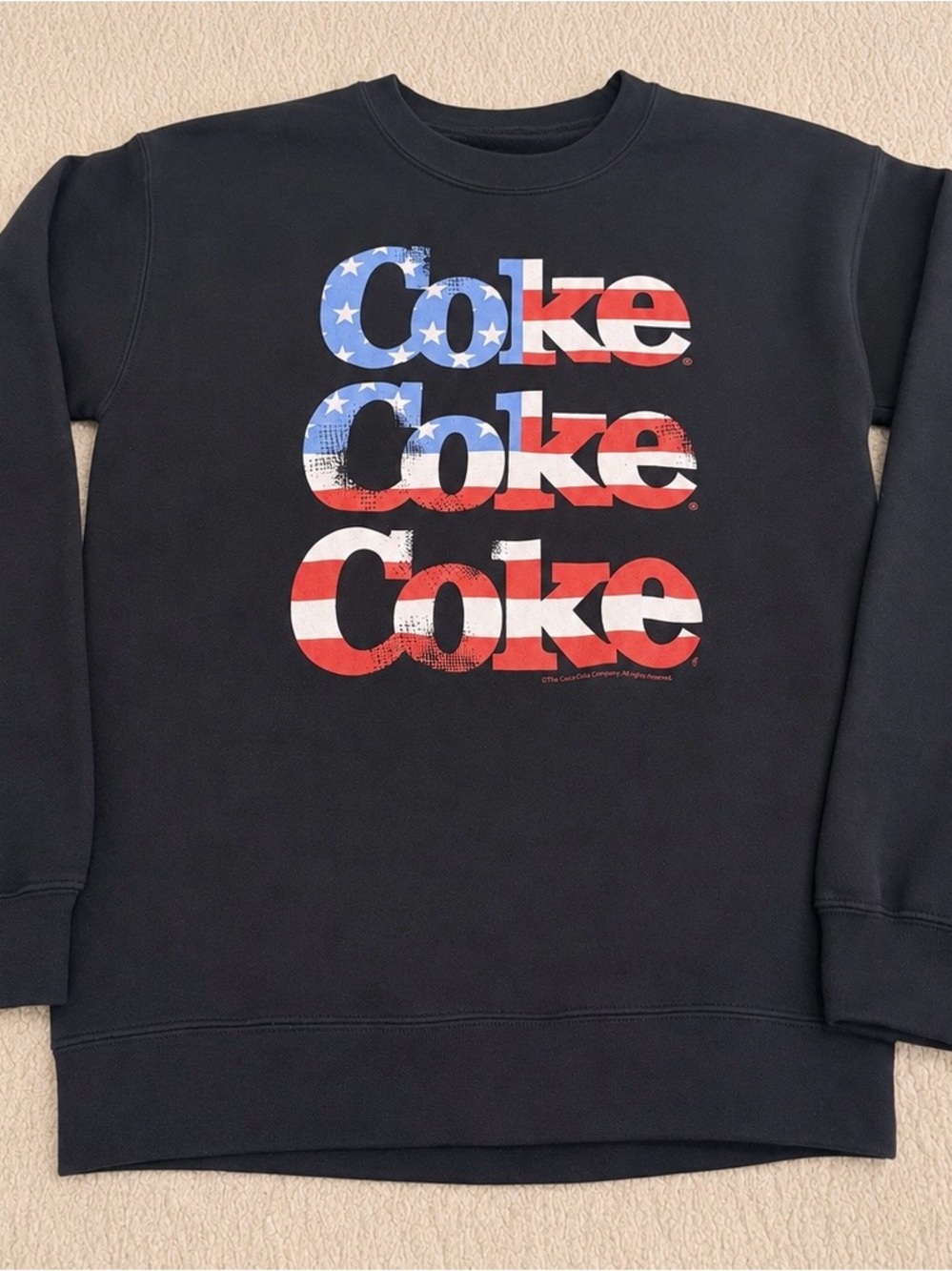 Coke Crewneck Sweatshirt - American Flag Graphic